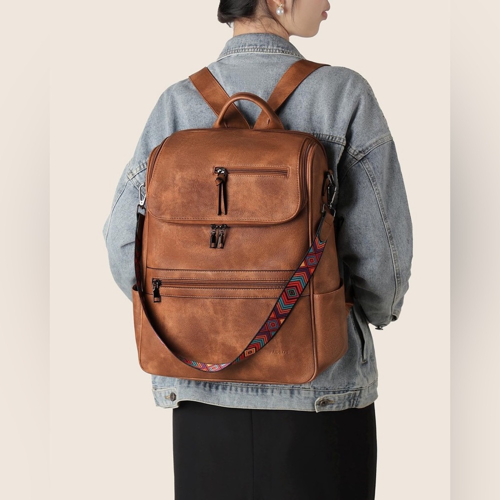 NWT 🏷️ FADEON Faux Leather Waterproof 2.28L Travel Backpack